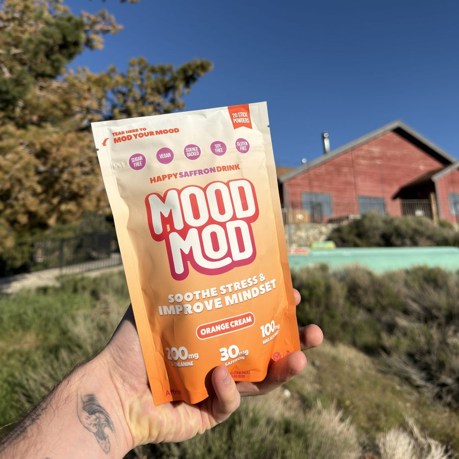 Soothe stress and improve your mindset with Mood Mod, a sugar-free Orange Cream saffron drink with L-Theanine, magnesium, and Affron®. 20 stick packs.