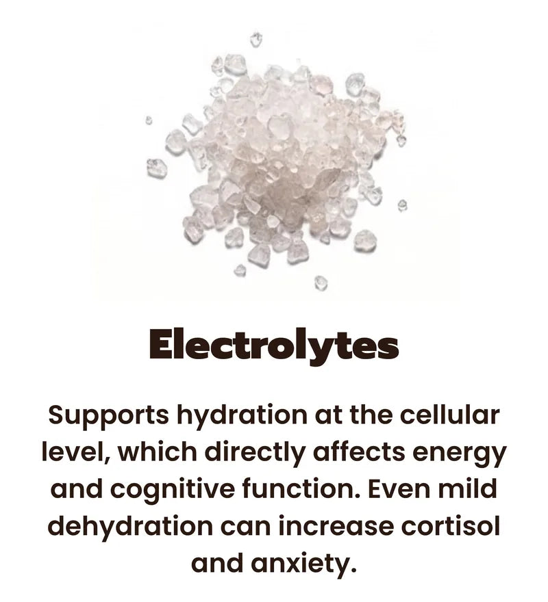 Electrolyte crystals used in Mood Mod, supports cellular hydration to improve energy, cognitive function, and reduce cortisol levels