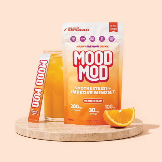 Mood Mod Affron saffron, L-theanine and magnesium glycinate drink mix, orange cream stick packs